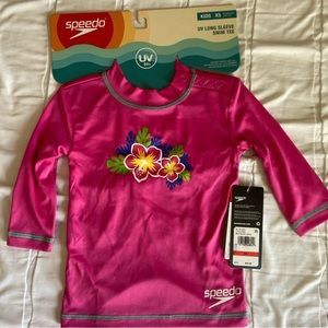 Speedo Rash Guard Swim Shirt Baby Girls Size XS 6 Months UPF Floral Long Sleeve